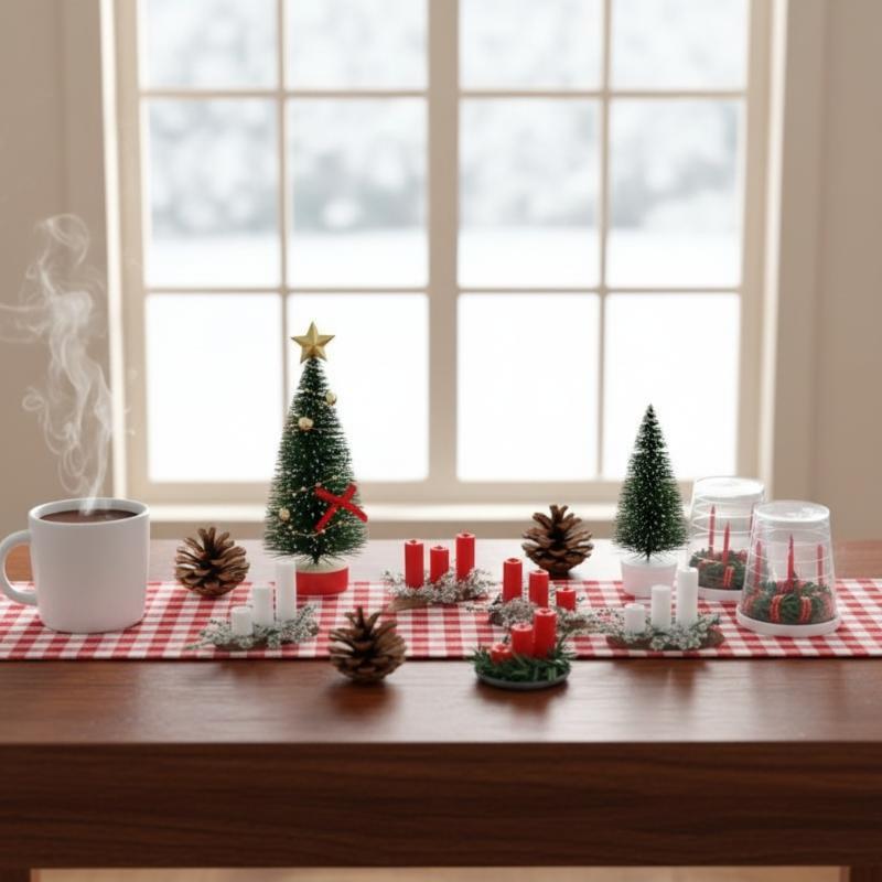 Holiday Candle Set - ! 1:12 Acessórios para cenário natalino