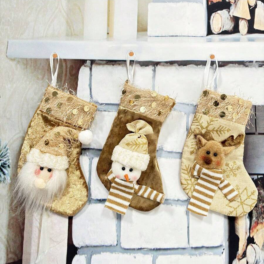 3 peças de meias decorativas d - Christmas Stocking Hanging avaliação e preço