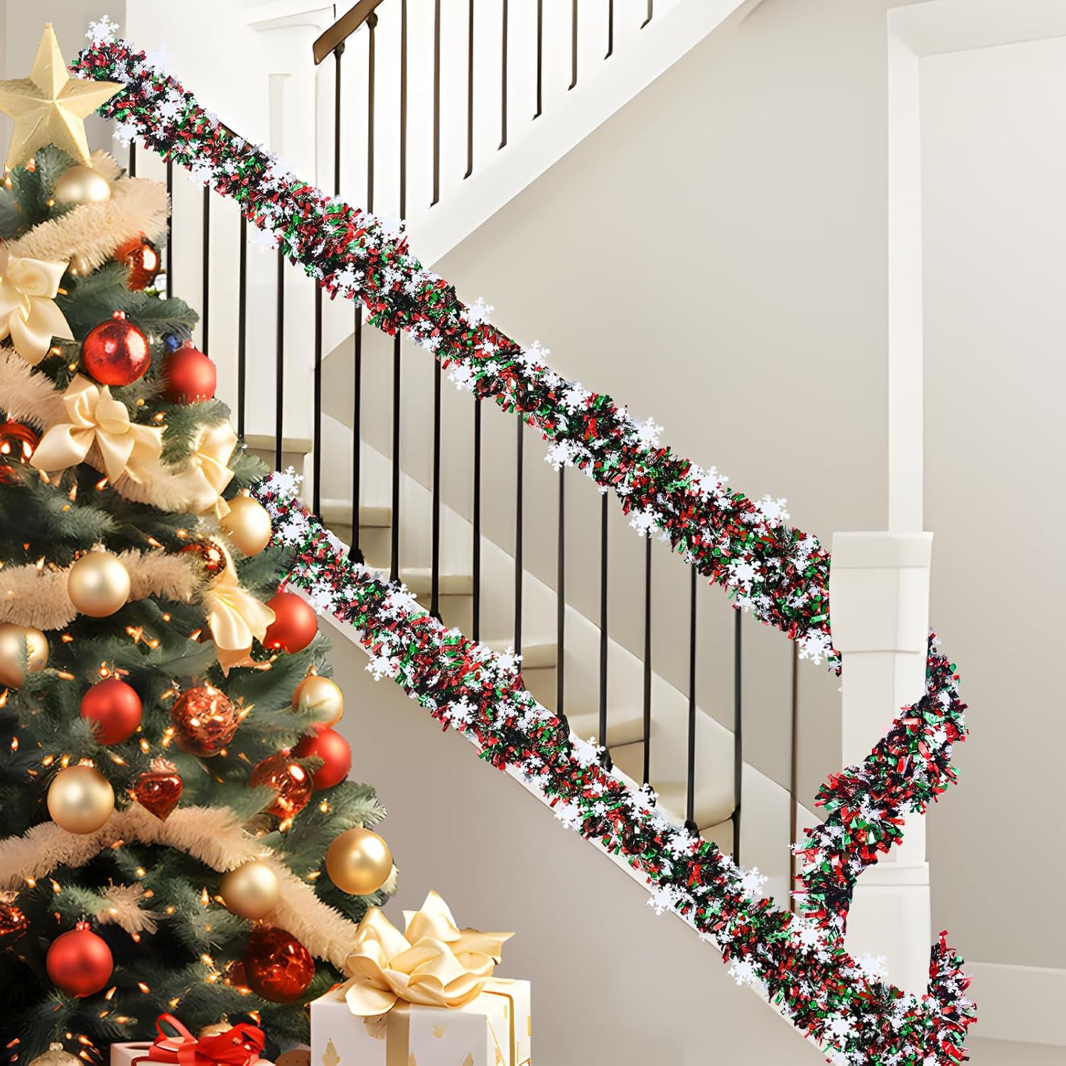 2m natal floco de neve enfeite - Tinsel Garland Decoration avaliação e preço