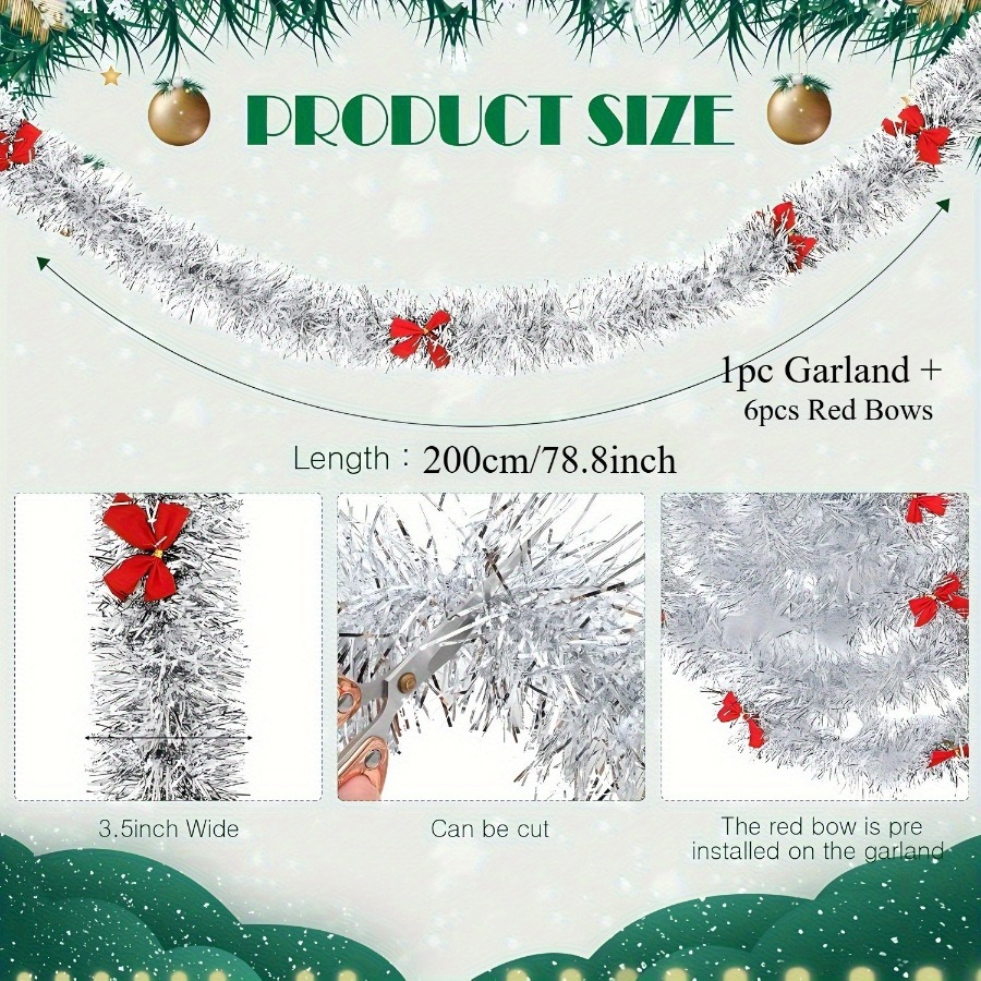 Guirlanda de Natal com Laços V - Tinsel Garland Decoration avaliação e preço