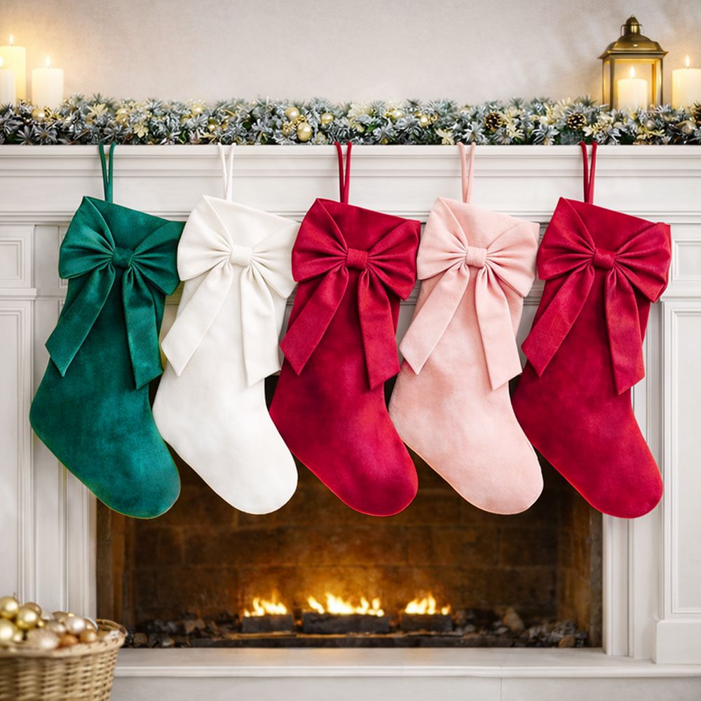 Meia de veludo natalina de 18  - Christmas Stocking Hanging avaliação e preço