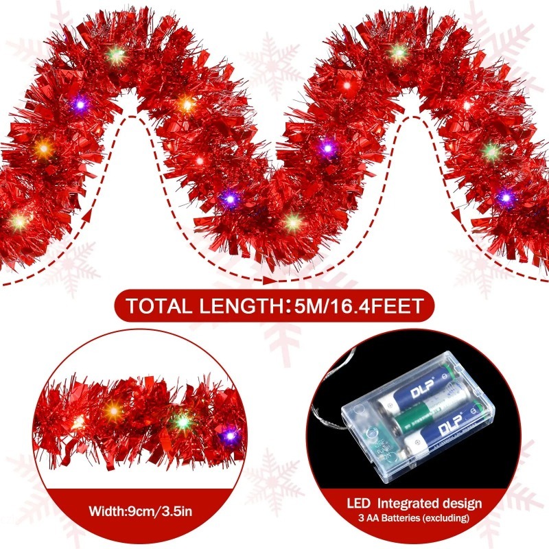 1PC Guirlanda de Natal de 5M,  - Tinsel Garland Decoration avaliação e preço